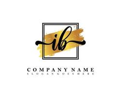 IB Initial handwriting logo concept vector