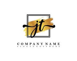 JT Initial handwriting logo concept vector