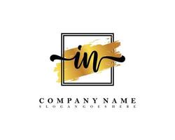 IN Initial handwriting logo concept vector