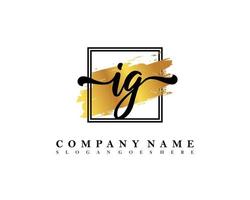 IG Initial handwriting logo concept vector