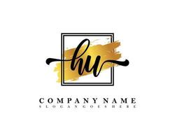 HU Initial handwriting logo concept vector