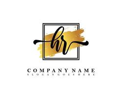 HR Initial handwriting logo concept vector
