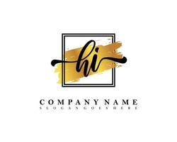 HI Initial handwriting logo concept vector