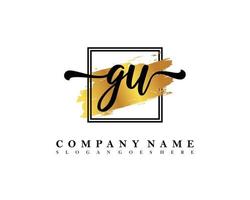 GU Initial handwriting logo concept vector
