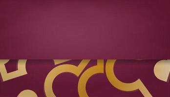 Baner of burgundy color with mandala gold pattern for design under your text vector