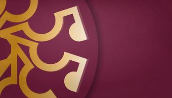 Baner of burgundy color with greek gold ornament for design under your text vector