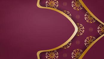 An elegant maroon background with gold ornament vector