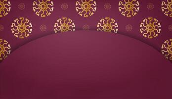 Burgundy banner with luxurious gold pattern for design under your text vector