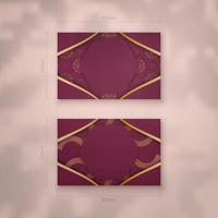 Vintage gold pattern burgundy business card for your business. vector