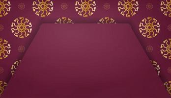 Burgundy banner with Greek gold ornaments and place for your text vector
