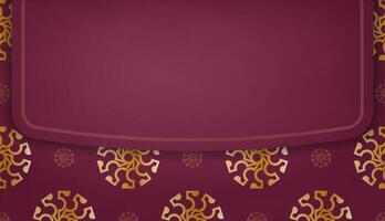 A purple and gold background with a gold frame vector