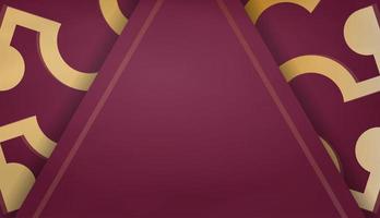 Baner of burgundy color with luxurious gold ornament for design under your text vector