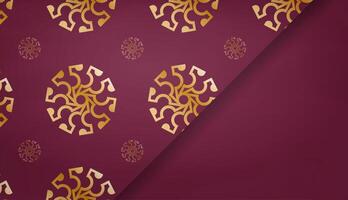 A maroon and gold patterned background with a gold design vector