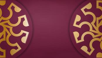 Two gold and maroon circular designs on a purple background vector