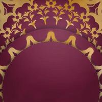 Leaflet in burgundy color with luxurious gold ornaments for your design. vector