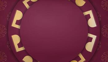 A gold and maroon background with a circular frame vector
