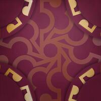 A maroon and gold pattern with a geometric design vector