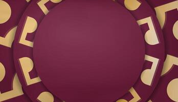 A maroon and gold background with a circular design vector