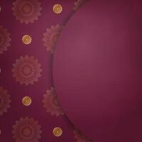 The brochure is burgundy with a vintage gold pattern and is ready to print. vector