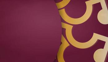Burgundy banner with abstract gold ornament and place under your text vector