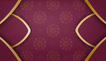 Burgundy banner with Greek gold ornaments and place for text vector