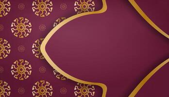 An elegant maroon background with gold ornament vector