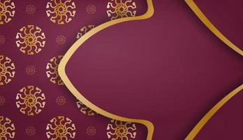 Baner burgundy with vintage gold pattern for design under the text vector