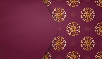 Burgundy banner with vintage gold ornaments and logo space vector