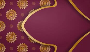 Baner of burgundy color with abstract gold pattern for design under your logo vector