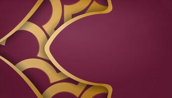 Golden pattern on maroon background vector