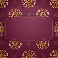 Postcard burgundy color with a mandala gold ornament for your congratulations. vector