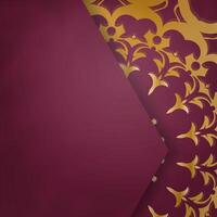 A maroon and gold background with a gold pattern vector