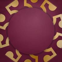 Burgundy card with luxurious gold ornaments for your design. vector