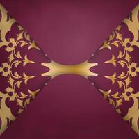 Golden floral pattern on a maroon background vector