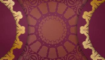 Burgundy banner with antique gold ornaments and a place for your logo vector