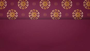 Burgundy banner with vintage gold pattern for design under your text vector