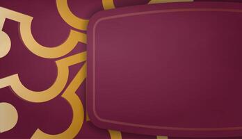 Baner of burgundy color with mandala gold ornament for design under the text vector