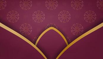 A maroon background with gold trim and a gold border vector