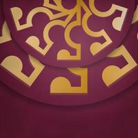 A gold and maroon background with a circular design vector