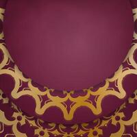 A circular gold and maroon background with a circular pattern vector