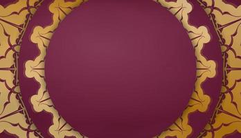 Burgundy banner with luxurious gold ornaments and a place for your logo vector