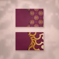 Burgundy abstract gold pattern business card for your brand. vector