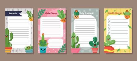 página de tabla de diario de cactus y suculentas vector
