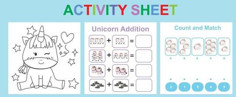 3 in 1 Activity Sheet for Children. Educational printable worksheet. vector