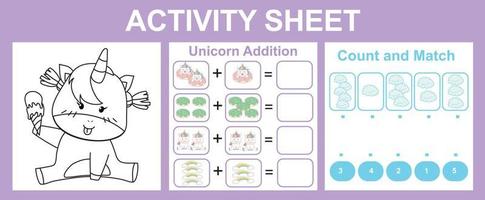 3 in 1 Activity Sheet for Children. Educational printable worksheet. vector