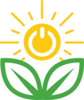 poder con planta, icono de energía verde png