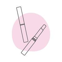 Lipstick in the style of line art with colored spots. vector illustration