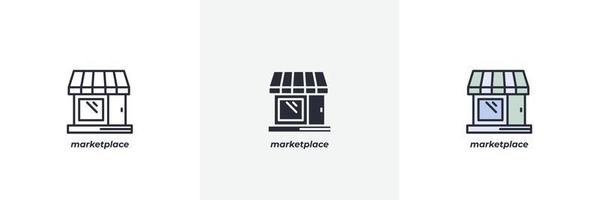 marketplace icon. Line, solid and filled outline colorful version, outline and filled vector sign. Idea Symbol, logo illustration. Vector graphics