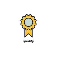 Vector sign quality symbol is isolated on a white background. icon color editable.