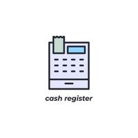 Vector sign cash register symbol is isolated on a white background. icon color editable.